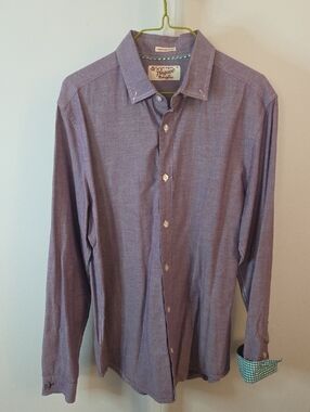 Original Penguin Purple Heritage Slim Fit Long Sleeve Button Down Shirt Size M